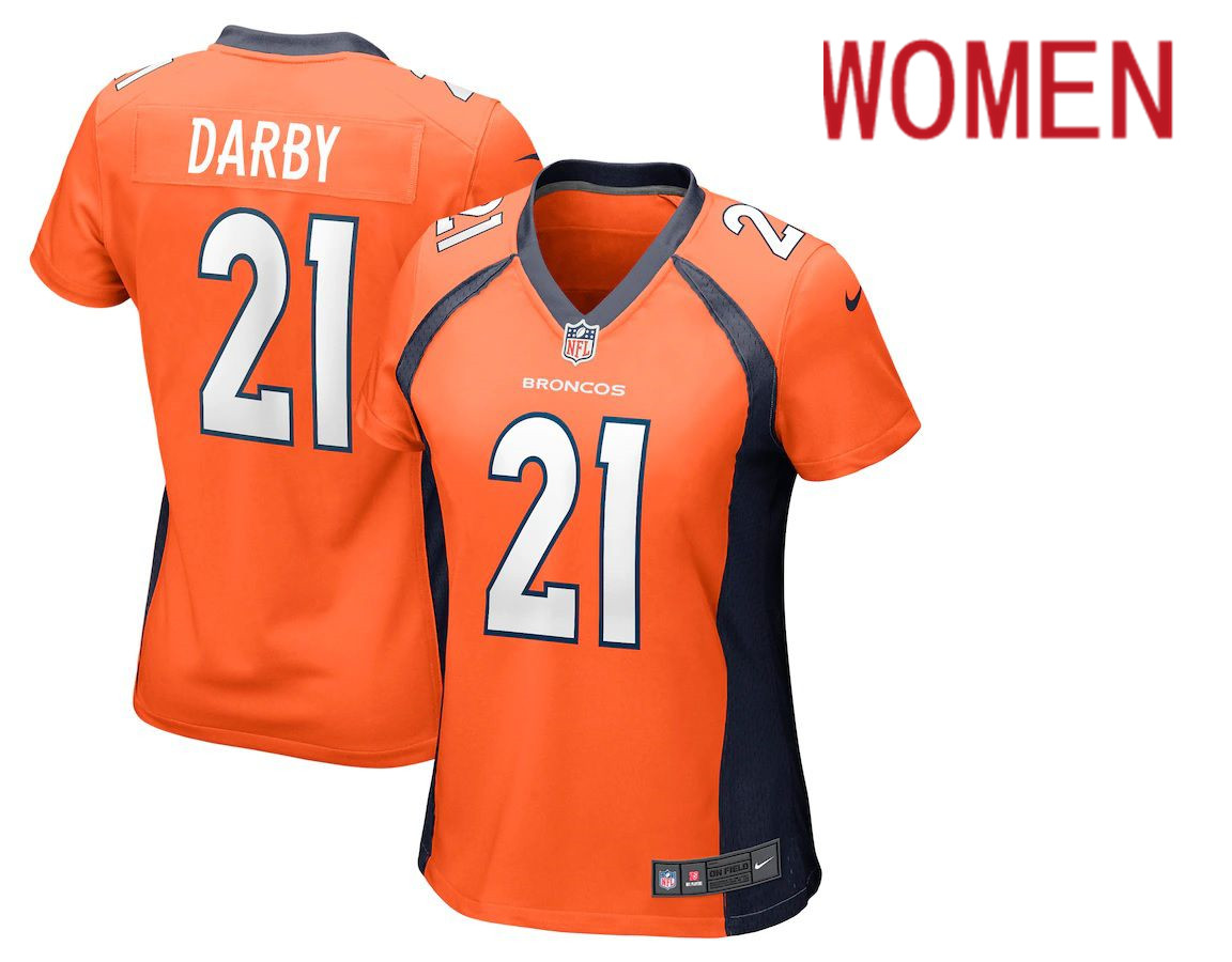 Women Denver Broncos 21 Ronald Darby Orange Nike Game NFL Jersey
